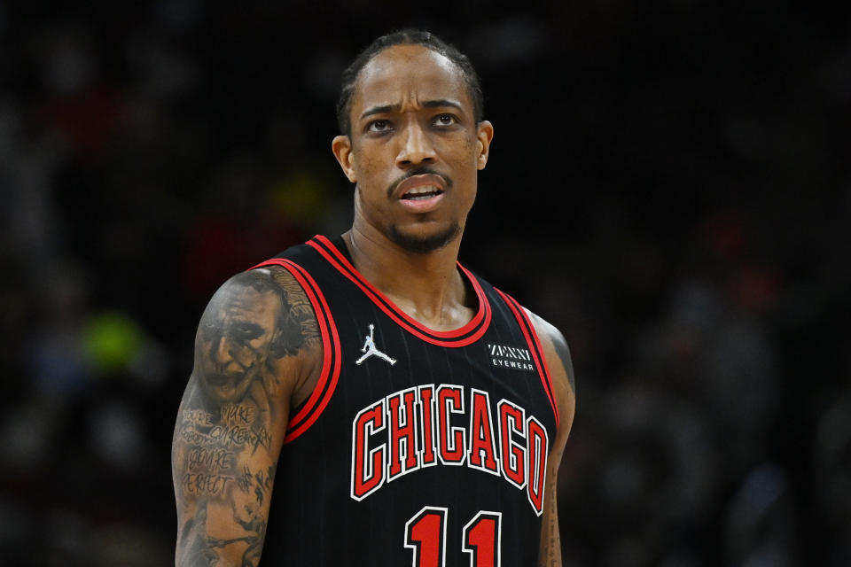 DeMar DeRozan, pictured here during a Chicago Bulls game in the NBA.