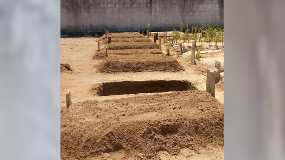 Mozambique Island Municipal Cemetery for adults.  The bodies of Monday's disaster are buried two to a grave.