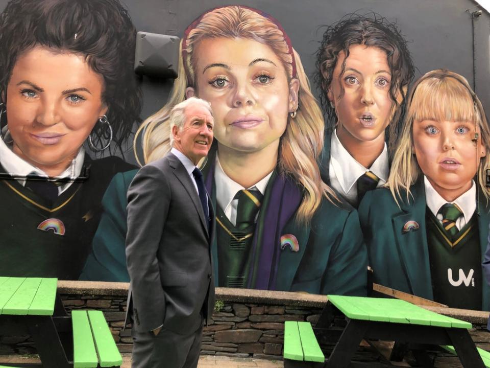 Congressman Richard Neal visits the Derry Girls mural as he leads a Congressional delegation on a visit to Londonderry (David Young/PA) (PA Wire)