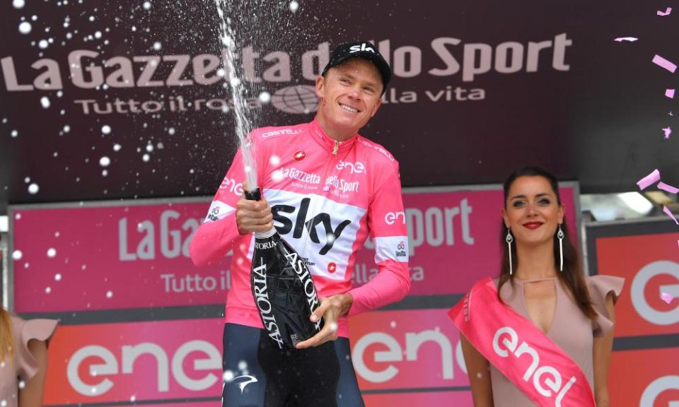 Chris Froome celebrates after stage 20.