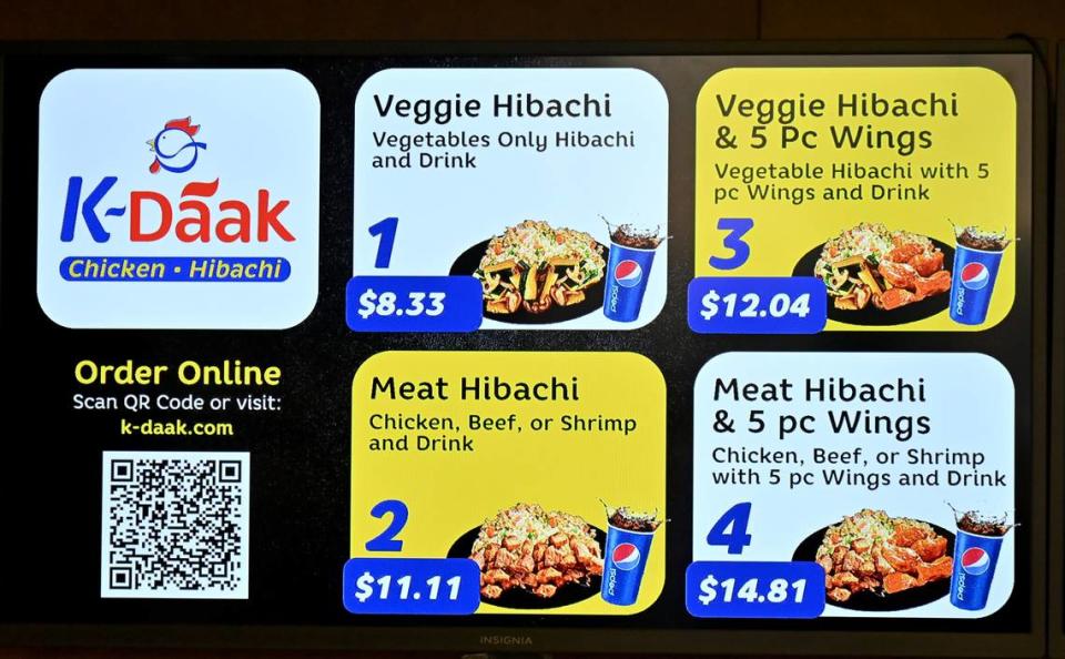 A few of the options at K-Daak on Northside Drive. The new restaurant offers Korean-style chicken and hibachi. Jason Vorhees/The Telegraph