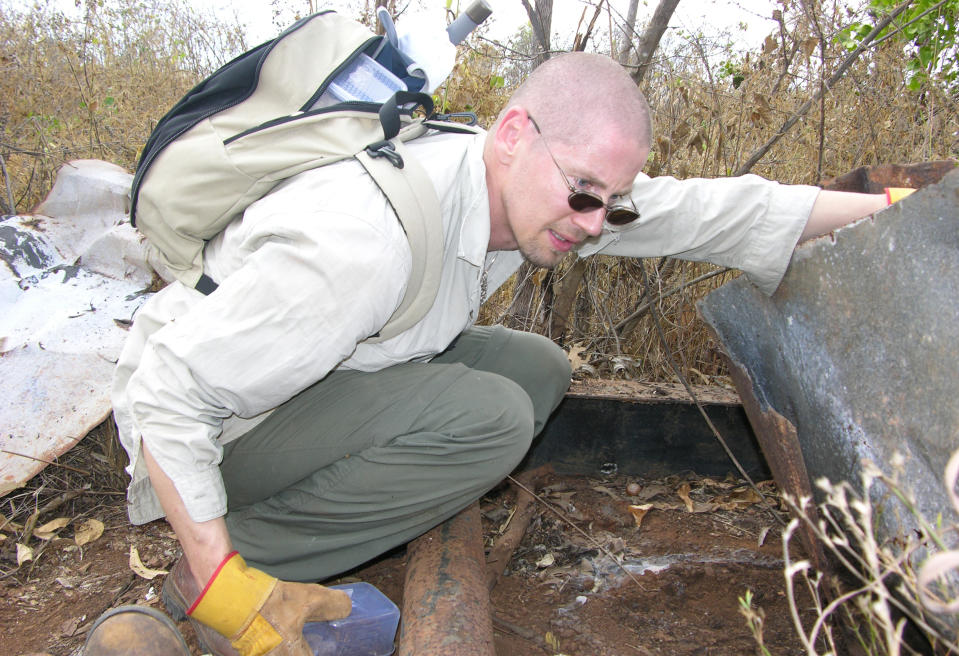 Associate Professor Bryan Fry searching for snakes near Weipa. Source: Supplied/ Bryan Fry