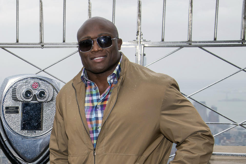 FILE - WWE Superstar Bobby Lashley visits the Empire State Building to promote WrestleMania 35 in New York, in this Friday, April 5, 2019, file photo. Fifty-four year old Bill Goldberg returns for his second match of the year when he challenges Lashley for the WWE title Saturday night, Aug. 21, 2021, at SummerSlam at Allegiant Stadium. (Photo by Charles Sykes/Invision/AP, File)