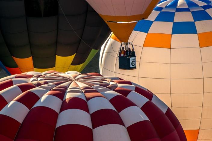 <p>Hot air balloons are inflated at the European Balloon Festival on July 7, 2016 in Igualada, Spain. (David Ramos/Getty Images) </p>