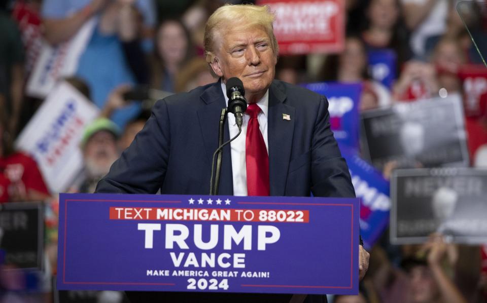Donald Trump, pictured on Saturday in Michigan