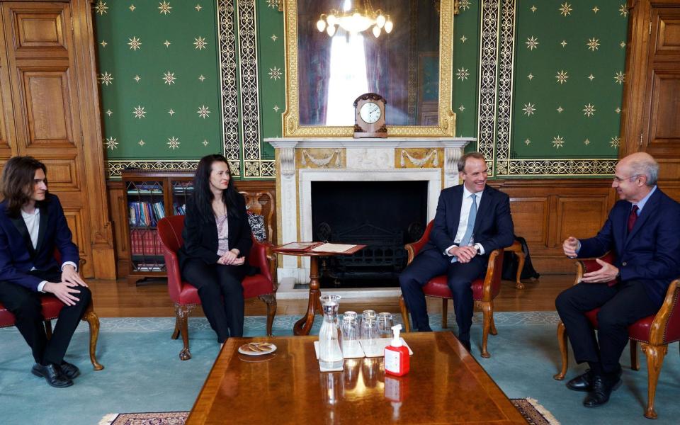 Dominic Raab met with Sergei Magnitsky's friends and family shortly after his Commons statement - PIPPA FOWLES/10 Downing Street/AFP via Getty Images/PIPPA FOWLES/10 Downing Street/AFP via Getty Images