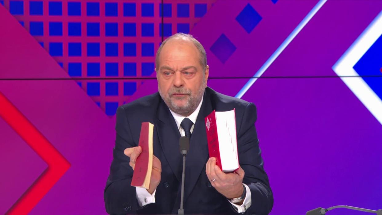 Le ministre de la Justice, Éric Dupond-Moretti, sur le plateau de 