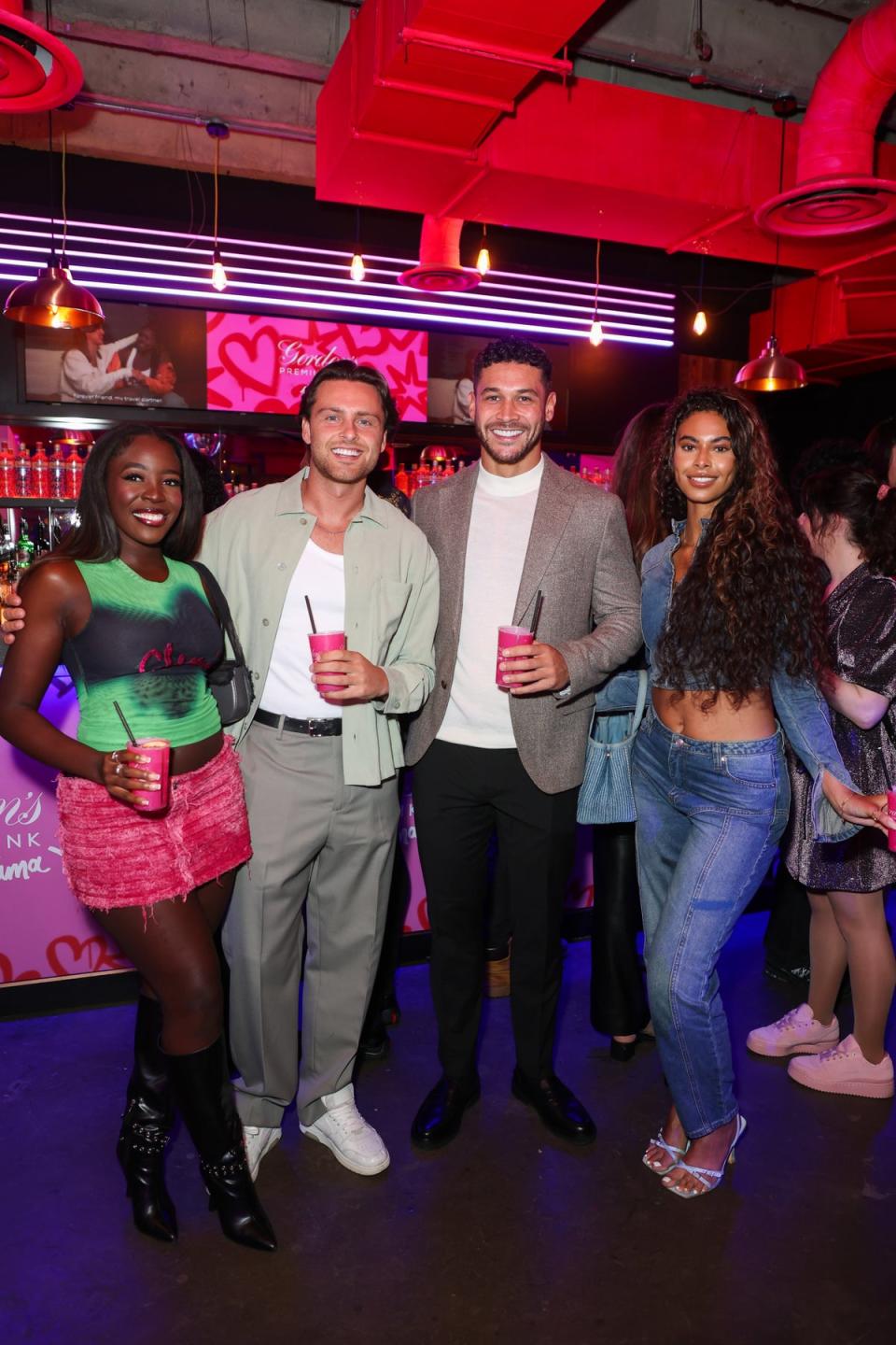 Love Island All Stars cast (L-R) Kaz Kwami, Casey O'Gorman, Callum Jones and Sophie Piper attended the event (Dave Benett/Getty Images for Gordon's Premium Pink)