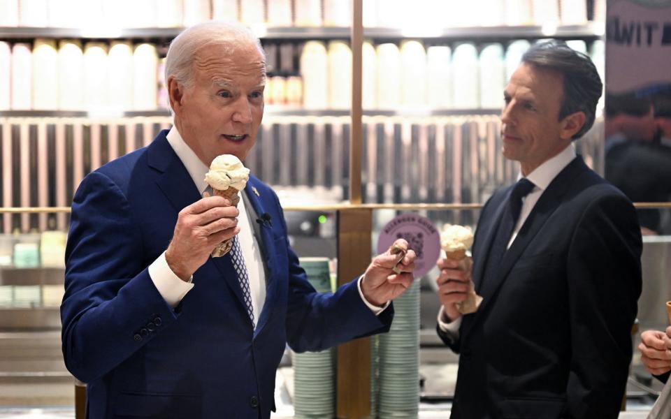 Joe Biden visits an ice cream parlour