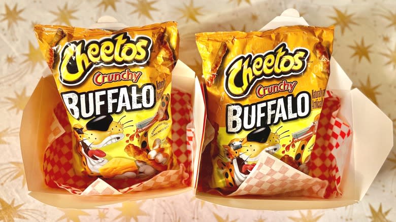 two Cheetos Crunchy Buffalo bags