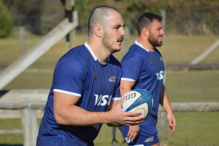 Franco Molina, en un entrenamiento con Los Pumas