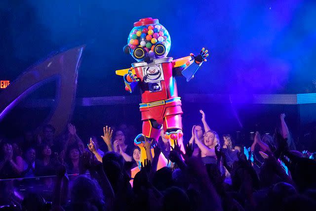 <p>Michael Becker / FOX</p> Scott Porter performing as Gumball on 'The Masked Singer' season 11