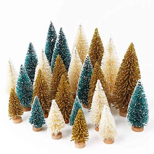 17) AerWo Artificial Mini Christmas Trees (24 Pieces)