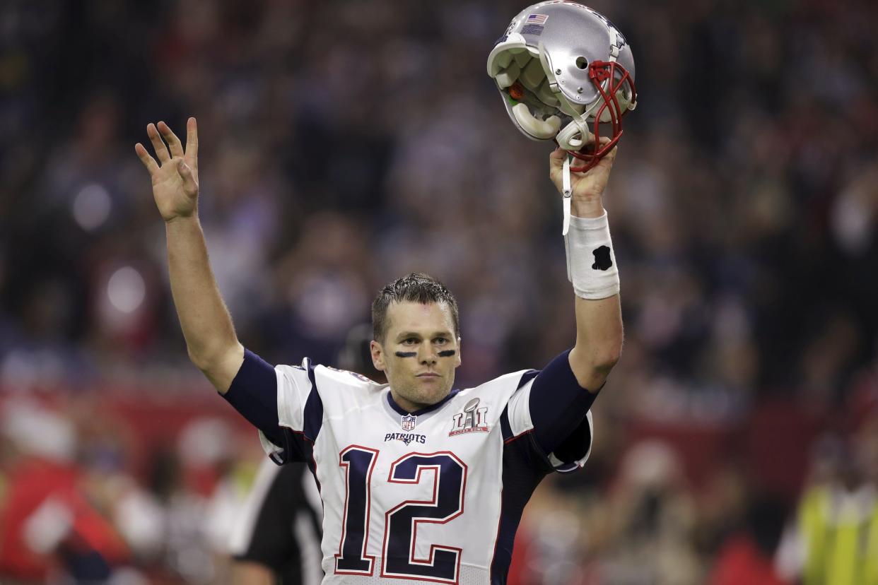 The preferred helmet of New England Patriots quarterback Tom Brady is now banned by the NFL and NFL Players Association. (AP)