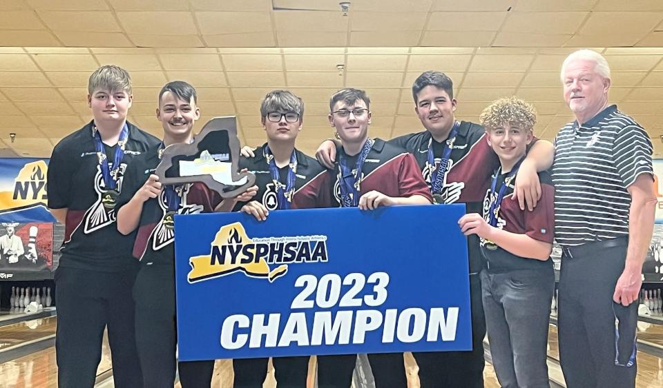 The Elmira High School boys bowling team won the NYSPHSAA Division 1 state title March 10, 2023 at Strike 'N Spare Lanes in Syracuse.