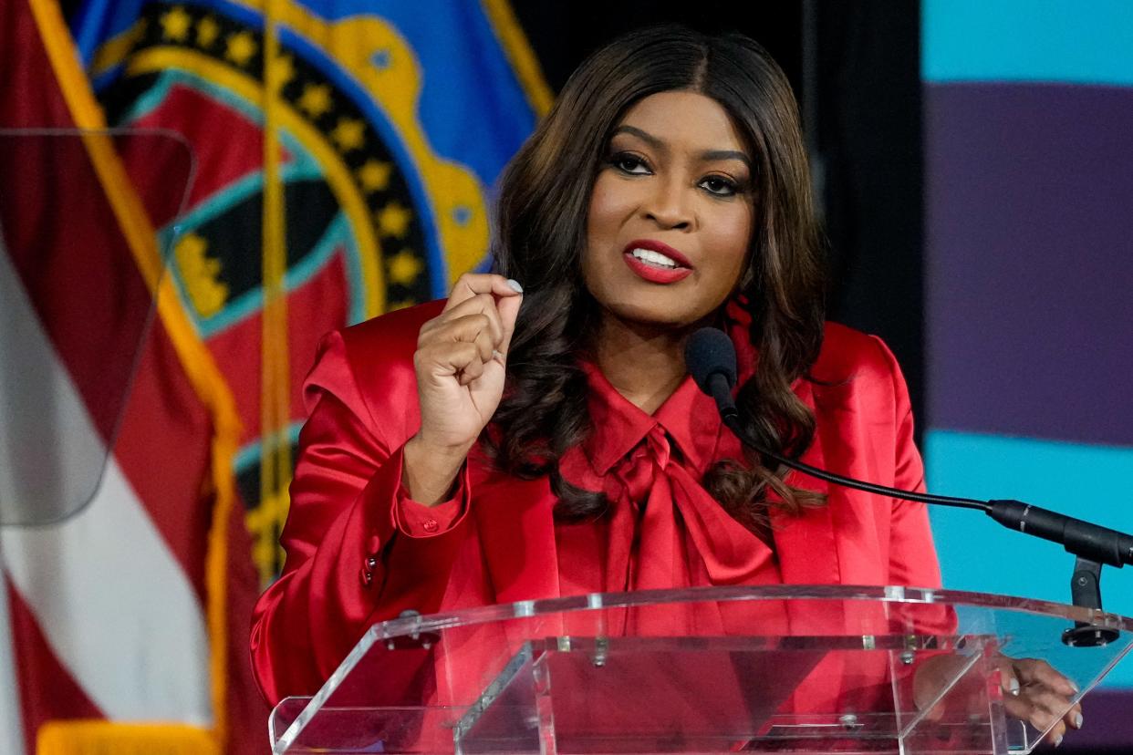 Hamilton County Board of Commissioner Alicia Reece gives the annual State of the County address at Memorial Hall in February.