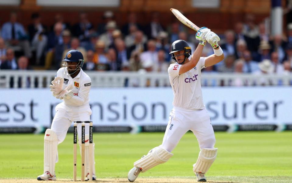 Jamie Smith strikes his third boundary.