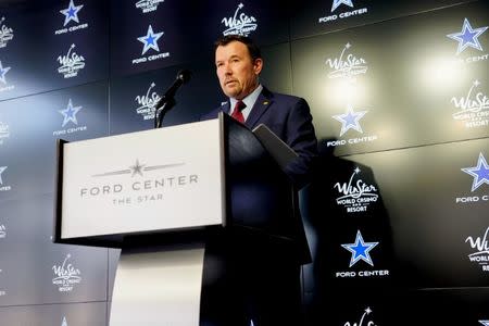 Sept 6, 2018; Frisco, TX, USA; WinStar World Casino general manager Jack Parkinson announced the WinStar World Casino as the Official Casino of the Dallas Cowboys. Mandatory Credit: Jeremiah Jhass/Handout Photo via USA TODAY NETWORK