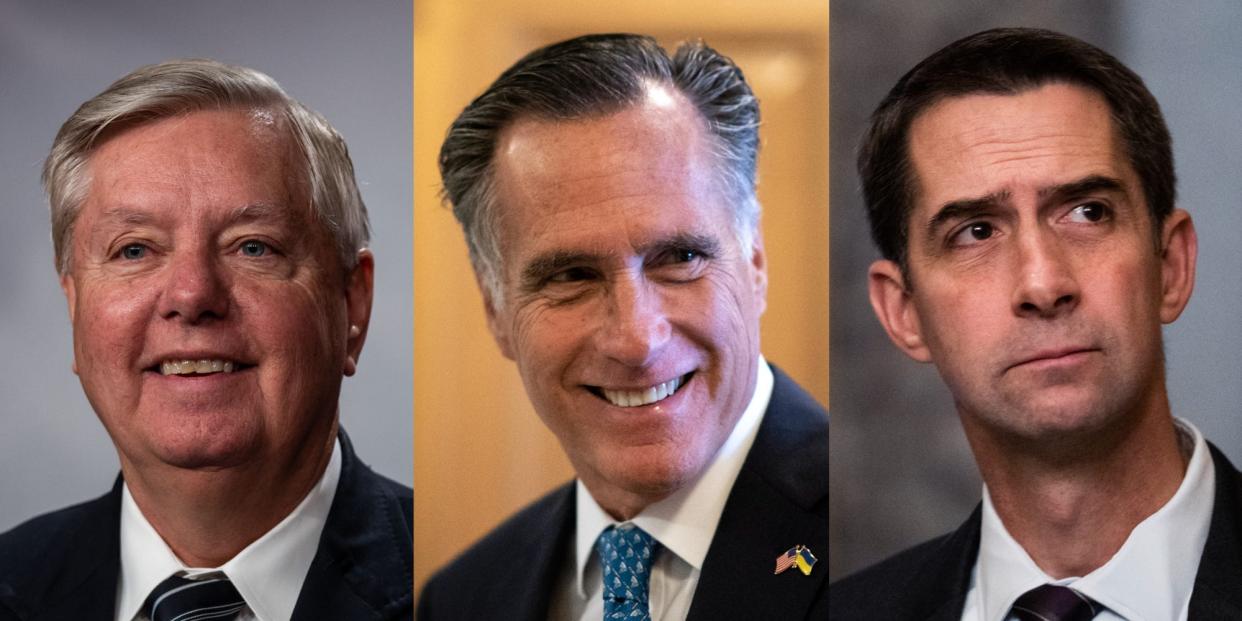 GOP Sens. Lindsey Graham of South Carolina, Mitt Romney of Utah, and Tom Cotton of Arkansas were among those that voted against beginning debate on Iraq War AUMF repeal on Thursday.