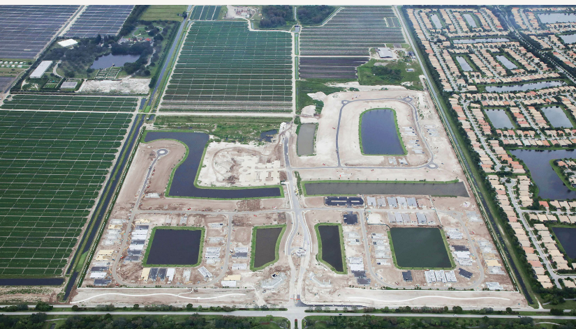 An aerial view of Valencia Grand, being built off Lyons Road about a mile south of Boynton Beach Boulevard. The first buyers are expected to move in by the end of May.