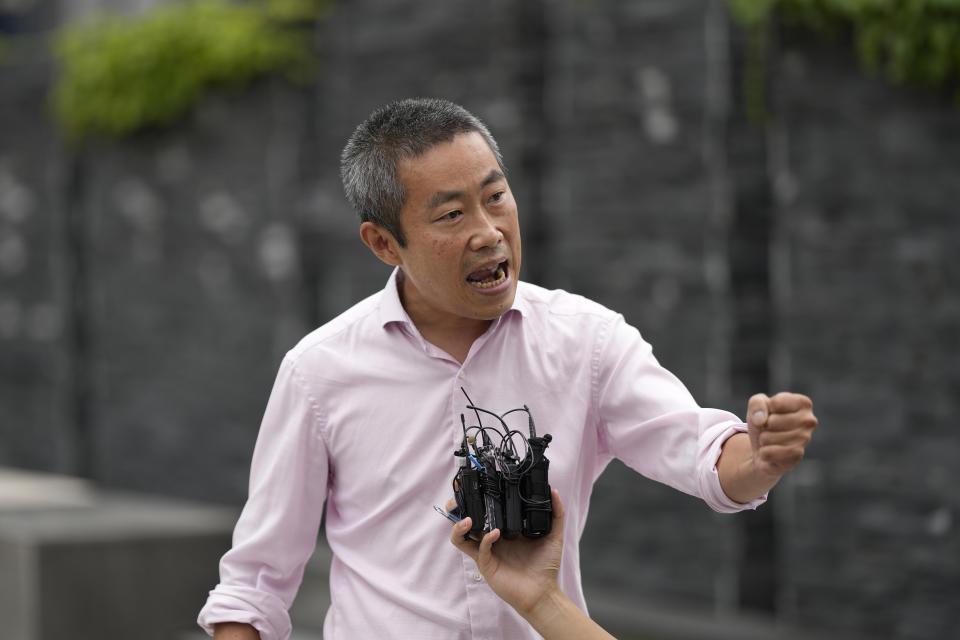 Peter Møller, attorney and co-head of the Danish Korean Rights Group, speaks during a news conference in Seoul, South Korea, Tuesday, Aug. 23, 2022. Dozens of South Korean adoptees who were sent to Danish parents as children in the 1970s and ‘80s have formally demanded Tuesday, Aug 23, 2022, the South Korean government investigate the circumstances surrounding their adoptions, which they say were corrupted by systemic practices that falsified or obscured children's origins. (AP Photo/Lee Jin-man)