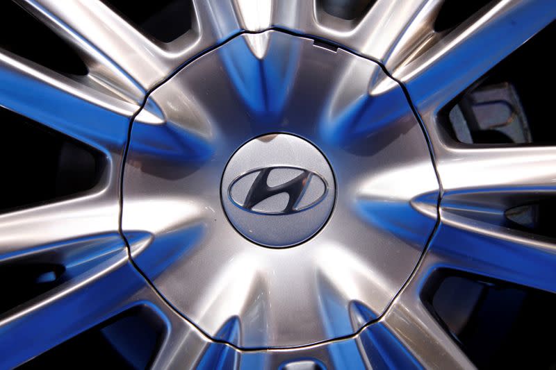 FILE PHOTO: The wheel cover of a Hyundai Genesis is seen during the Chicago Auto Show