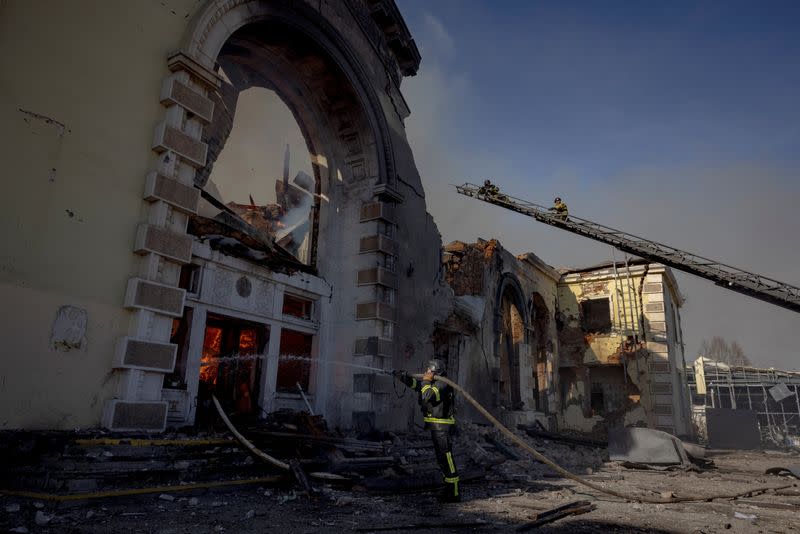 Aftermath of a Russian missile strike in Kostyantynivka