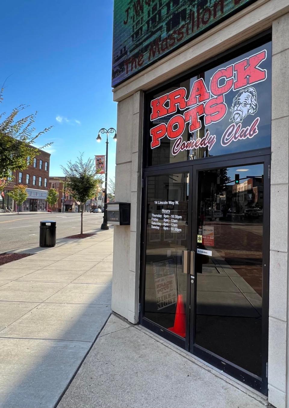 Krackpots Comedy Club, 14 Lincoln Way W in downtown Massillon, features open mic nights, nationally touring comedians, comedy workshops, food, alcoholic beverages and other attractions.