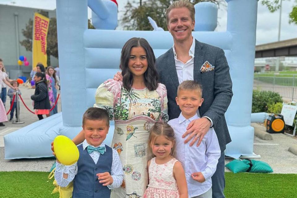 <p>Instagram/seanloweksu</p> Sean Lowe with Catherine Giudici and their three kids on Easter.