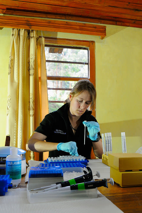 Tracie Seimon working on-site in Uganda.