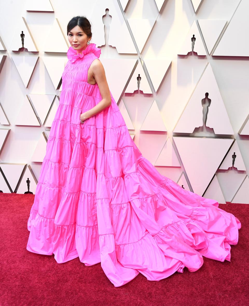 Gemma Chan at the 2019 Oscars wearing Valentino Haute Couture