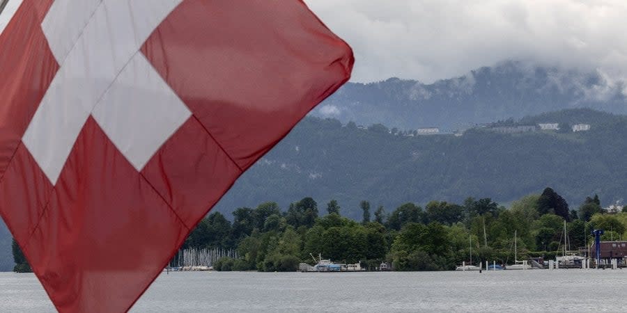 Swiss flag near Bürgenstock resort in Switzerland, where the Peace Summit will be held on June 15 and 16