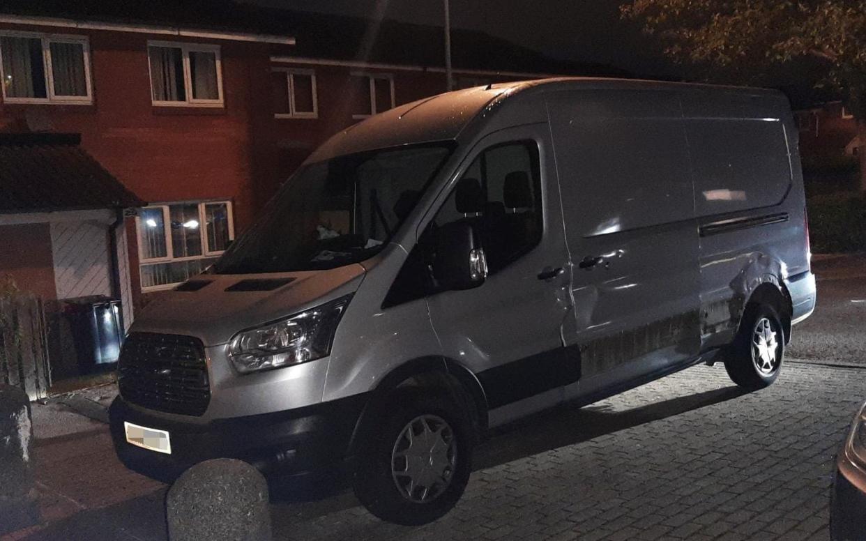 The silver Ford Transit Cargo found abandoned in Highlands Walk