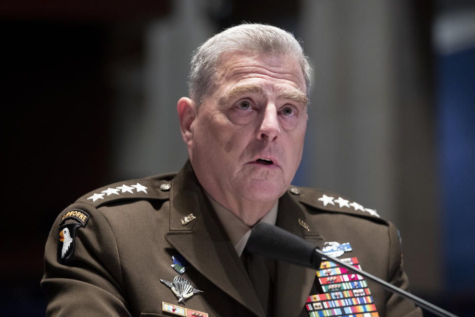 Chairman of the Joint Chiefs of Staff Gen. Mark Milley testifies during a House Armed Services Committee hearing on Thursday. (Photo: ASSOCIATED PRESS)