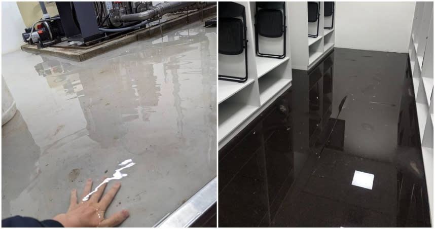 新竹棒球場多處都有淹水情況。（圖：爆料公社臉書）