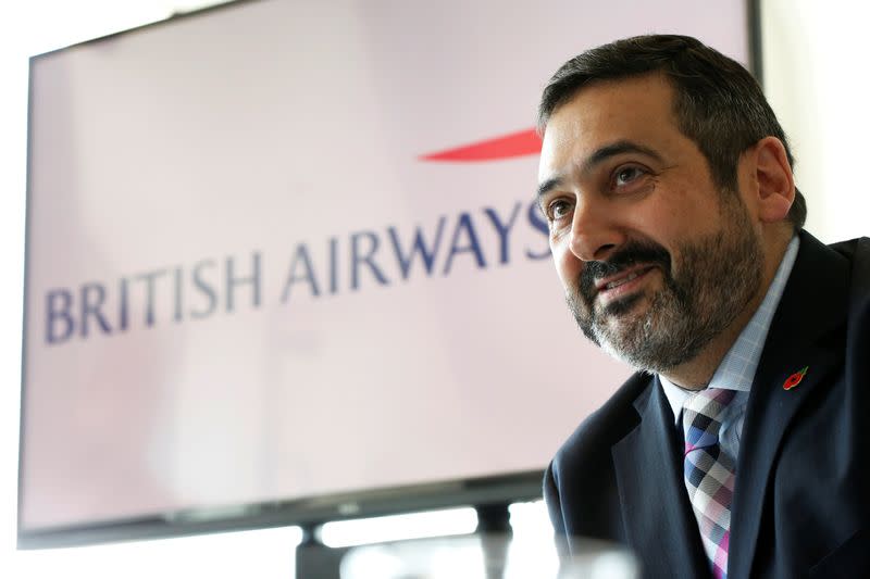 FILE PHOTO: British Airways CEO Alex Cruz speaks during a news conference in Tel Aviv