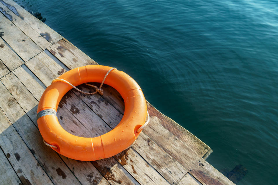 Orange lifebuoy,All Water rescue emergency equipment.