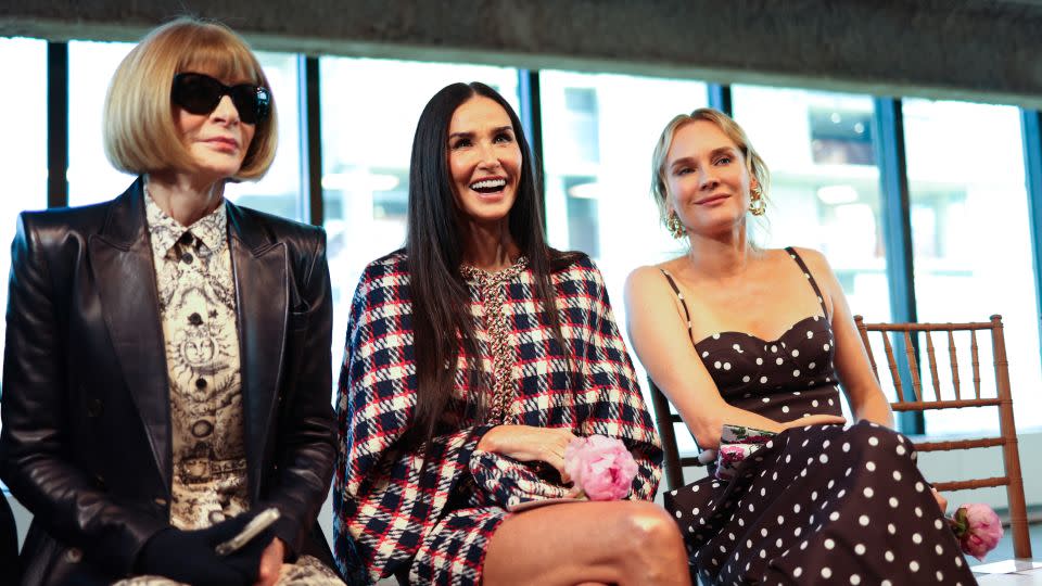 Anna Wintour, Demi Moore and Diane Kruger attend the Carolina Herrera runway show on February 12. - Charly Triballeau/AFP/Getty Images