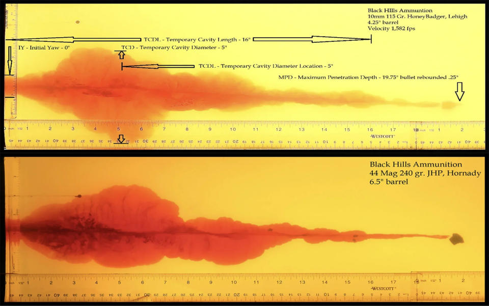 10mm vs 44 mag gel test