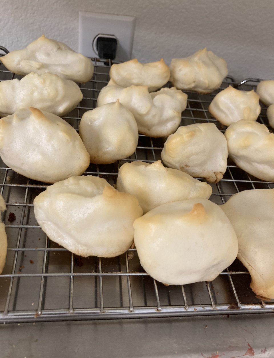 almond meringues out of the oven