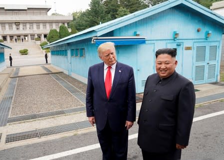 Trump meets with North Korean leader Kim Jong Un at the DMZ on the border of North and South Korea