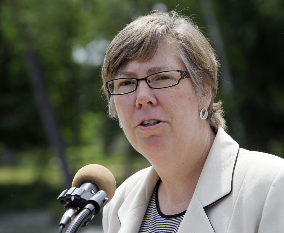 FILE - Environmental Protection Agency Regional Administrator Judith Enck speaks during a news conference in Fort Edward, N.Y., June 10, 2011. (AP Photo/Mike Groll, File)