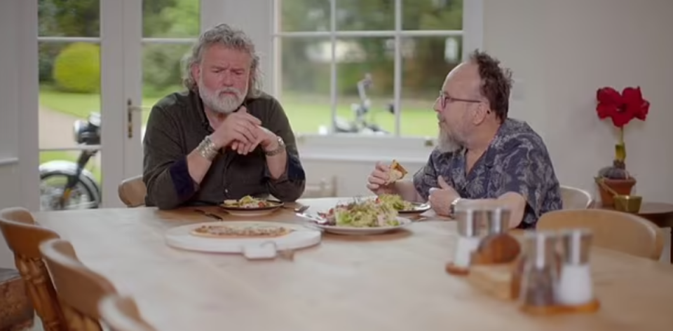 Si King with Myers on their BBC series, The Hairy Bikers Go West (BBC)