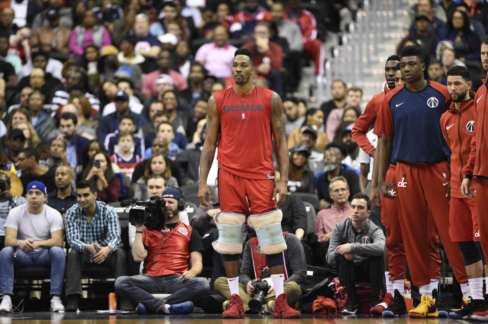 Dwight Howard is back for the Wizards, but he probably won’t make much of a difference. (AP)