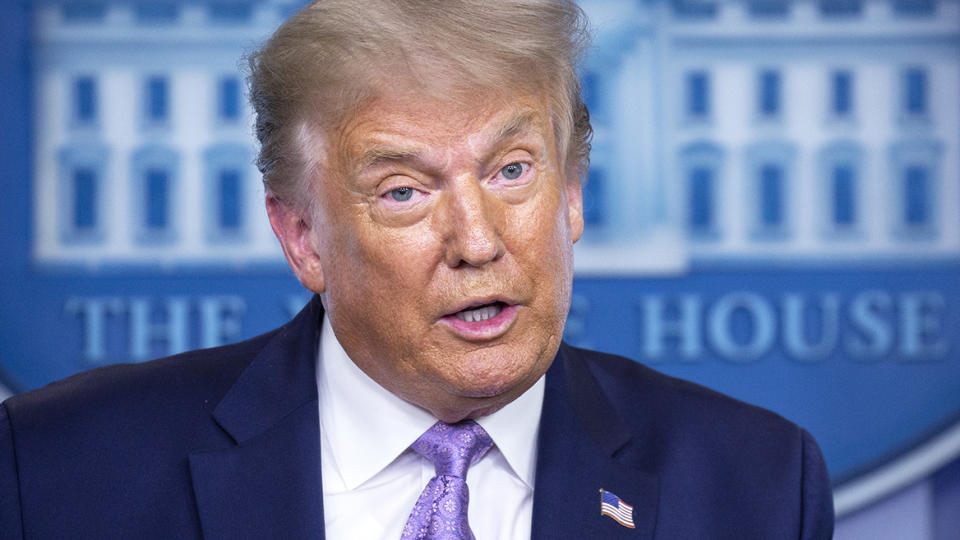 U.S. President Donald Trump is pictured during a press conference.