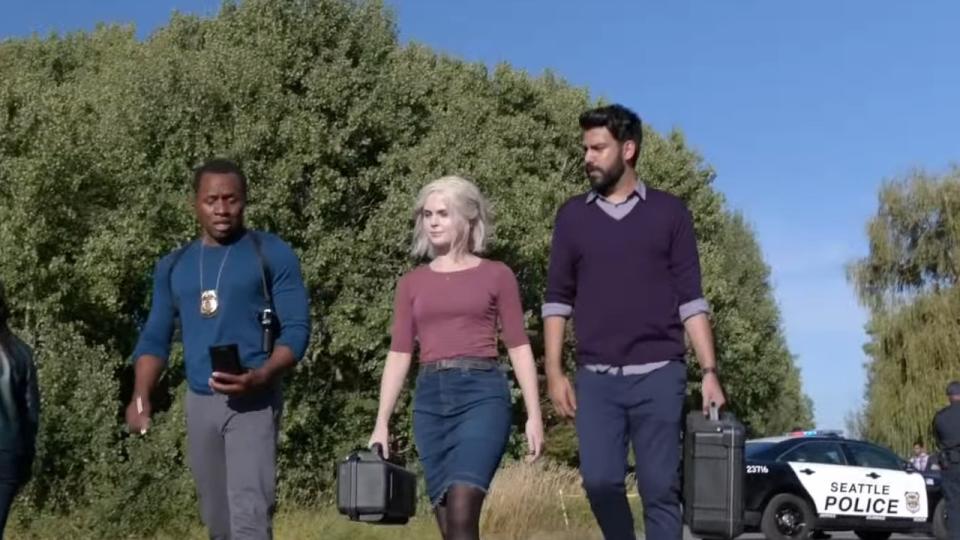 Rose McIver, Rahul Kohli, and Malcolm Goodwin in iZombie