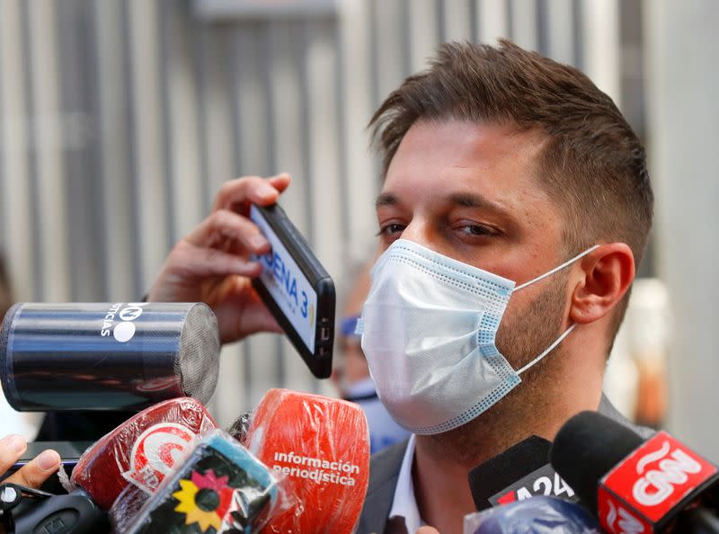 FILE PHOTO: Matias Morla speaks to the press in Olivos, on the outskirts of Buenos Aires