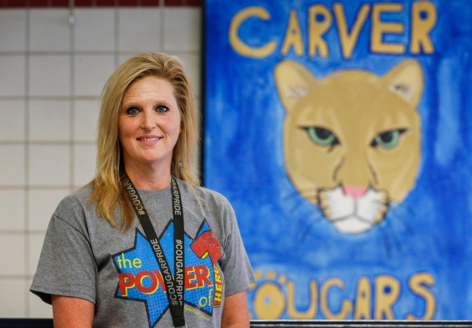 Dana Powers, principal of Carver Middle School, celebrated the academic progress of students made during the 2022-23 year.