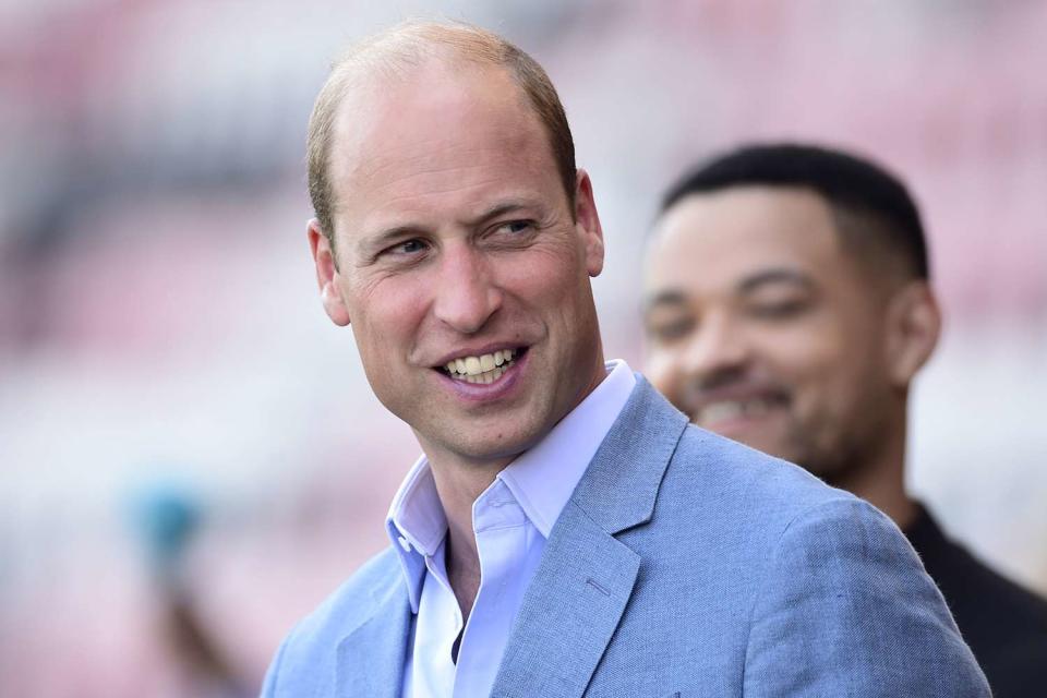 <p>Stuart C. Wilson/Getty Images</p> Prince William visits a center for the unhoused in Bournemouth, U.K. in September 2023