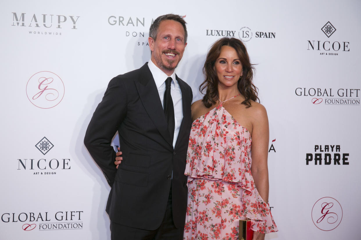 MARBELLA, SPAIN - JULY 29:  (L-R) Nick Feeney and Andrea McLean on July 29, 2018 in Marbella, Spain.  (Photo by Alvaro Cabrera/Getty Images)